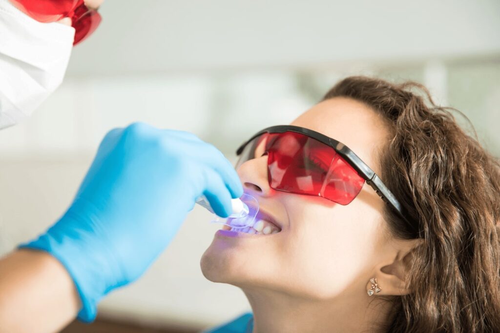 Teeth whitening with LED light.